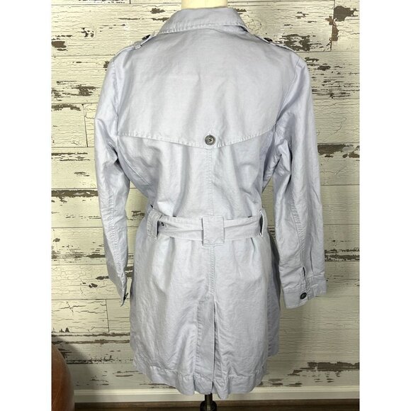 CABI Tanner Trench Coat Silver Lake Blue Sz L #5296 EUC - Picture 3 of 4